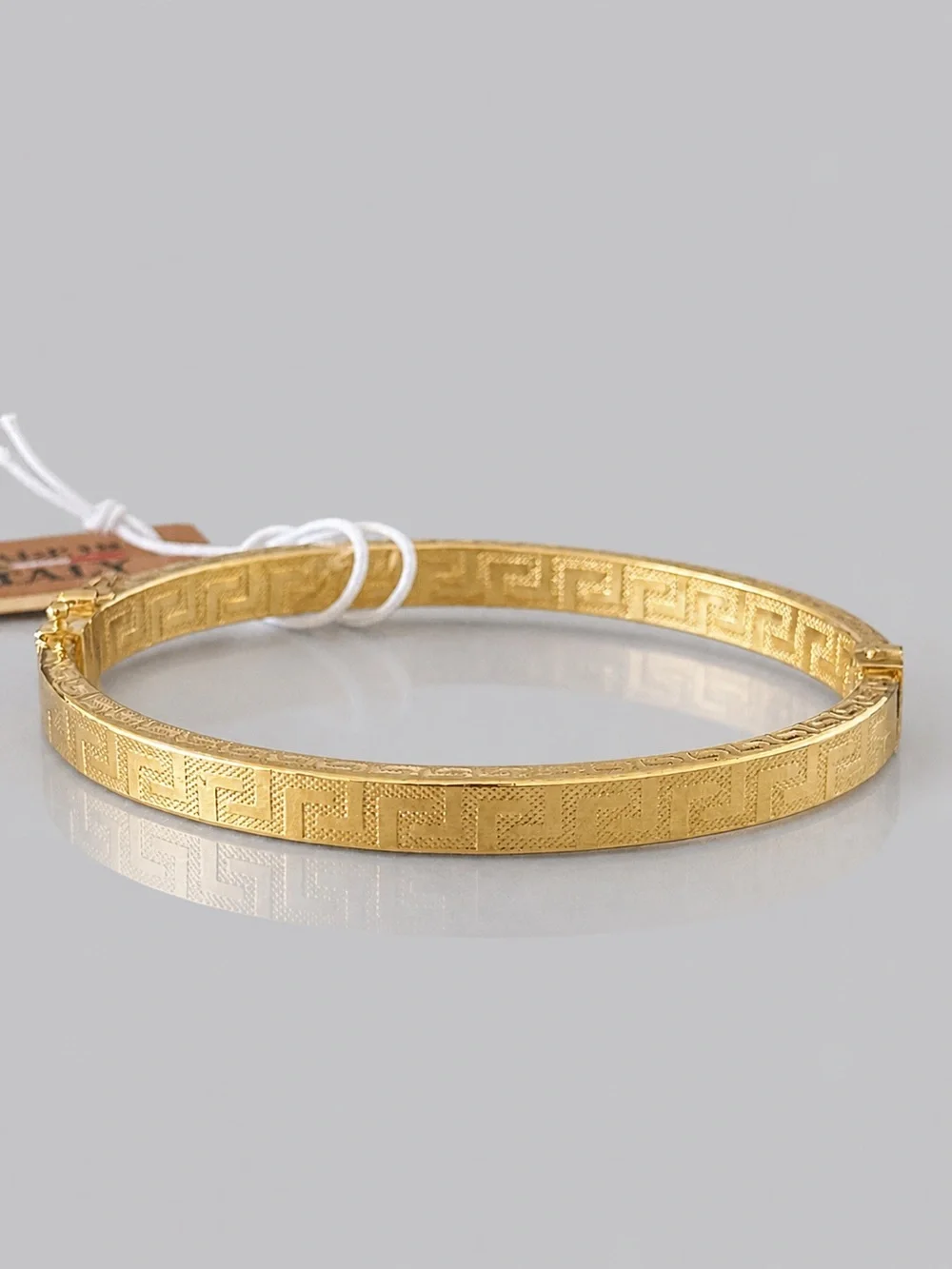 MIA FIORE Gold Plated Bronze Greek Key Dyadema Bangle Bracelet